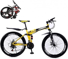 TYUI Bike Adult Folding Bike Foldable Outroad Bicycles Men Women Folding Mountain Bikes for Outdoor Bicycle 26inch 27Speed-yellow
