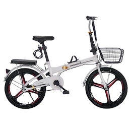 WOLWES  Adult Folding Bike, Folding City Bicycle Light Weight Carbon Steel Height Adjustable Camping Bicycle with Front and Rear Fenders for Men Woman Teens A, 20in
