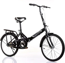 WOLWES Bike Adult Folding Bike, High Carbon Steel Folding City Bike Bicycle, Lightweight Foldable Bike, with Rear Cargo Rack, for Teens, Adults A, 20in
