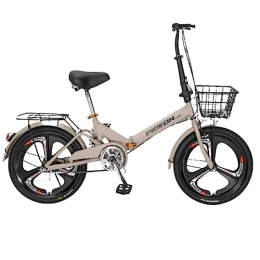 WOLWES Folding Bike Adult Folding Bike, Portable Bicycle Carbon Steel Bicycles Adjustable Height Light Weight City Bicycle for Adult Student A, 20in