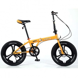 FLYFO Folding Bike Adult Folding Bike, Student 18 / 20 Inch, Light Male And Female Adult Bikes, Ultra Light Portable Single Speed Bicycle, Yellow, 18 inches