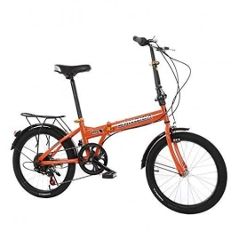 AKIGN Folding Bike Adult Folding Mini Bike, Folded Within 15 Seconds, 6 Variable Speed Bicycle, with V Brake and Rear Carrier20inch Road Bike -whiteorange