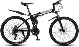TYUI Bike Adult Folding Mountain Bike Foldable Outroad Bicycles Folded Within 21-Speed 26in Lightweight Folding Bike-black