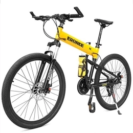 DJYD Folding Bike Adult Kids Mountain Bikes, Aluminum Full Suspension Frame Hardtail Mountain Bike, Folding Mountain Bicycle, Adjustable Seat, Black, 29 Inch 30 Speed FDWFN (Color : Yellow)