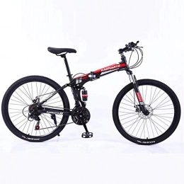 WSJYP Bike Adult Mountain Bike, 24 inch Wheels, High Carbon Steel Folding Outroad Bicycles, 21-Speed Bicycle Full Suspension MTB ​​Gears Dual Disc Brakes Mountain Bicycle
