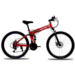 Doris Bike Adult Mountain Bike, 24Inch / 26Inch 21 / 24 / 27 Speed Bicycle, High Carbon Steel Mountain Brake, Trail Bike Folding Outroad Bicycles, Outdoor Rear Suspension MTB Gears Dual Disc - Red, 24inch 27speed