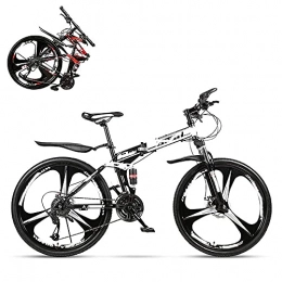 Asdf Folding Bike Adult mountain bike- Folding Adult Bicycle, 26 Inch Variable Speed Mountain Bike, Double Shock Absorber for Men and Women, Dual Disc Brakes, 21 / 24 / 27 / 30 Speed Optional