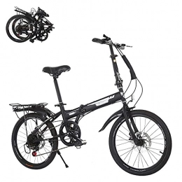Asdf Bike Adult mountain bike- Folding Adult Bicycle, 6-Speed Variable Speed 20-inch Fast Folding Bicycle, Front and Rear Double Disc Brakes, Adjustable Breathable Seat, High-strength Body