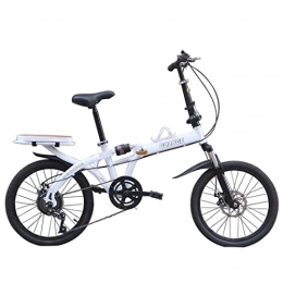 Asdf Bike Adult mountain bike- Folding Bikes, 20 Inch Variable Speed Bicycle Double Disc Brake Full Suspension Anti-Slip for Men and Women, with Load-Bearing Rear Frame (Color : White)