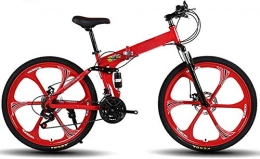 TYUI Bike Adult Mountain Bikes 24inch 24Speed Folding Bike Foldable Outroad Bicycles Folded WithinFolding Outdoor Bicycle for men women-red