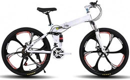 TYUI Folding Bike Adult Mountain Bikes 24inch 24Speed Folding Bike Foldable Outroad Bicycles Folded WithinFolding Outdoor Bicycle for men women-White