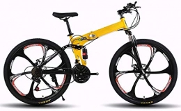 TYUI Folding Bike Adult Mountain Bikes Folding Bike 26inch 27Speed Foldable Outroad Bicycles Folded Within Folding Outdoor Bicycle-yellow