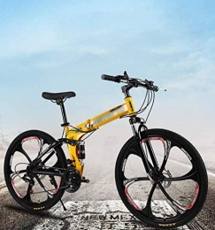 TYUI Folding Bike Adult Mountain Bikes Folding MTB 24inch 21-Speed Bicycle Foldable Outroad Bicycles Folded Within for Outdoor Bicycle-yellow