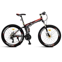 DYB Folding Bike Adult Mountain BikesMountain Folding Bicycle, 26" Double Disc Brakes Fast Folding Mountain Bike 21 Speed Double Shock Absorption High Carbon Steel Frame Male And Female Students Bicycle