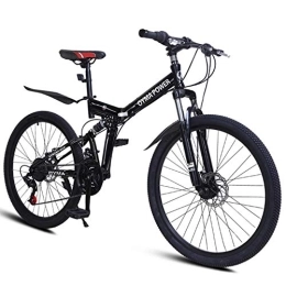 Generic Folding Bike Adult Road Racing Bike 26 inch Folding Mountain Bike, 21 Speed Carbon Steel Mountain Bicycle for Adults, Non-Slip Bike, with Dual Suspension Frame and Disc Brake for Outdoor
