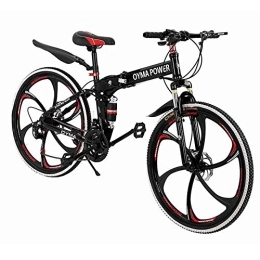 Generic Bike Adult Road Racing Bike 26 Inch Folding Mountain Bike Bicycle Dual Disc Brakes Full Suspension Non-Slip MTB Bikes, 3 Spoke Wheels, Lightweight for Men Women Bicycle