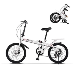AGrAdi  Adult Road Racing Bike Mountain Bikes 20in City Folding Compact Suspension Bike, 7-Speed, Disc Brake, High Tensile Steel, City commuters for Adult Men and Women Teens (White)