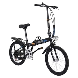 AGrAdi Bike Adult Road Racing Bike Mountain Bikes 20in Foldable Bicycle for Adult ?7 Speed City Compact Suspension Bikes Aluminum Easy Folding Urban Bikes Commuters with Back Seat and Front Lamp (Black 20")