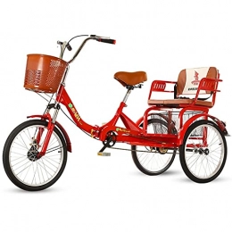 Zyy Folding Bike Adult Tricycles 3 Wheel Bikes for Adults 20-Inch with Shopping Basket for Seniors Foldable Tricycle with Basket for Adults for Recreation, Shopping, Picnics Exercise Men's Women's Bike ( Color : Red )