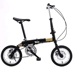RECORDARME Folding Bike Adult Work Bike Road Folding Bicycle, for Men 14 Inch Wheel Carbon Racing Front and Rear Mechanical Ride, for Urban Environment and Commuting To and From Get Off Work Black