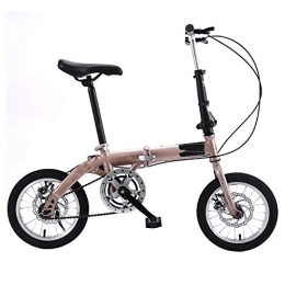 RECORDARME Folding Bike Adult Work Bike Road Folding Bicycle, for Men 14 Inch Wheel Carbon Racing Front and Rear Mechanical Ride, for Urban Environment and Commuting To and From Get Off Work Pink