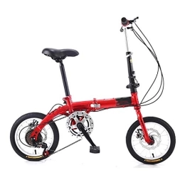 RECORDARME Folding Bike Adult Work Bike Road Folding Bicycle, for Men 14 Inch Wheel Carbon Racing Front and Rear Mechanical Ride, for Urban Environment and Commuting To and From Get Off Work Red