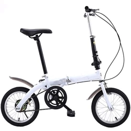 RECORDARME Folding Bike Adult Work Bike Road Folding Bicycle, for Men 14 Inch Wheel Carbon Racing Front and Rear Mechanical Ride, for Urban Environment and Commuting To and From Get Off Work WhiteVbrake
