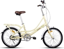 Aoyo Folding Bike Adults 20" Folding Bikes, Light Weight Folding Bike With Rear Carry Rack, Single Speed Foldable Compact Bicycle, Aluminum Alloy Frame (Color : Light Yellow)