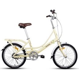 DJYD Bike Adults 20" Folding Bikes, Light Weight Folding Bike with Rear Carry Rack, Single Speed Foldable Compact Bicycle, Aluminum Alloy Frame, Light Green FDWFN (Color : Light Yellow)