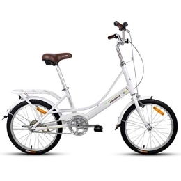 DJYD Folding Bike Adults 20" Folding Bikes, Light Weight Folding Bike with Rear Carry Rack, Single Speed Foldable Compact Bicycle, Aluminum Alloy Frame, Light Green FDWFN (Color : White)