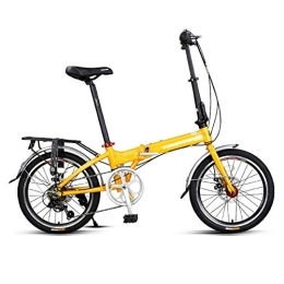 DJYD Folding Bike Adults Folding Bike, 20 Inch 7 Speed Foldable Bicycle, Super Compact Urban Commuter Bicycle, Foldable Bicycle with Anti-Skid and Wear-Resistant Tire, Gray FDWFN (Color : Yellow)