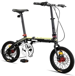 Aoyo Bike Adults Folding Bike, Foldable Compact Bicycle, 16" 7 Speed Super Compact Light Weight Folding Bike, Reinforced Frame Commuter Bike, (Color : Yellow)