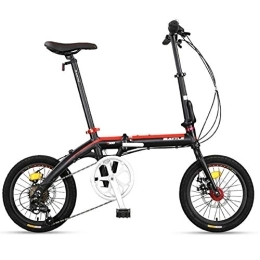 DJYD Bike Adults Folding Bike, Foldable Compact Bicycle, 16" 7 Speed Super Compact Light Weight Folding Bike, Reinforced Frame Commuter Bike, Yellow FDWFN (Color : Red)
