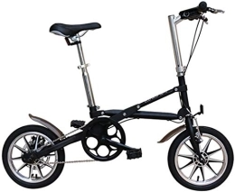 Aoyo Bike Adults Folding Bikes, 14 Inch Mini Disc Brake Foldable Bicycle, Men Women High-carbon Steel Super Compact Reinforced Frame Commuter Bike, (Color : Black, Size : Single Speed)