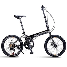 DJYD Bike Adults Folding Bikes, 20" 7 Speed Disc Brake Mini Foldable Bicycle, High-carbon Steel Lightweight Portable Reinforced Frame Commuter Bike, Red FDWFN (Color : Black)