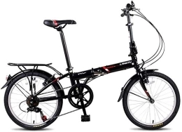 Aoyo Bike Adults Folding Bikes, 20" 7 Speed Lightweight Portable Foldable Bicycle, High-carbon Steel Urban Commuter Bicycle with Rear Carry Rack, Black, Colour:Red (Color : Black)