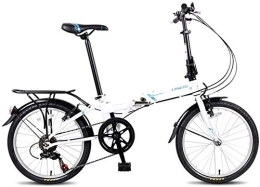 Aoyo Folding Bike Adults Folding Bikes, 20" 7 Speed Lightweight Portable Foldable Bicycle, High-carbon Steel Urban Commuter Bicycle with Rear Carry Rack, Black, Colour:Red (Color : White)