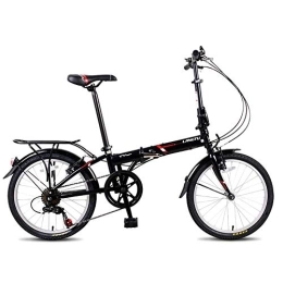 DJYD Folding Bike Adults Folding Bikes, 20" 7 Speed Lightweight Portable Foldable Bicycle, High-carbon Steel Urban Commuter Bicycle with Rear Carry Rack, Black FDWFN (Color : Black)