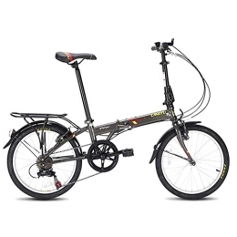 DJYD Folding Bike Adults Folding Bikes, 20" 7 Speed Lightweight Portable Foldable Bicycle, High-carbon Steel Urban Commuter Bicycle with Rear Carry Rack, Black FDWFN (Color : Gray)
