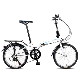 DJYD Folding Bike Adults Folding Bikes, 20" 7 Speed Lightweight Portable Foldable Bicycle, High-carbon Steel Urban Commuter Bicycle with Rear Carry Rack, Black FDWFN (Color : White)