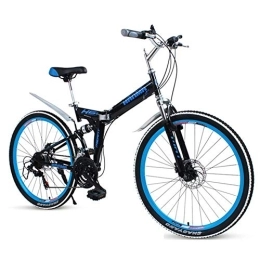 DJYD Bike Adults Folding Bikes, High-carbon Steel Double Disc Brake Folding Mountain Bike, Dual Suspension Foldable Bicycle, Portable Commuter Bike, Red, 24" 27 Speed FDWFN (Color : Black)