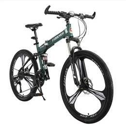 Generic Folding Bike Adults Folding Mountain Bike, 17-Inch / Medium High-Tensile Steel Frame, 24-Speed, 26-inch Wheels Folding Bicycle for Women / men (Color : Green)