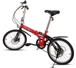 Aoyo Bike Adults Unisex Folding Bikes, 20" 6 Speed High-carbon Steel Foldable Bicycle, Lightweight Portable Double Disc Brake Folding City Bike Bicycle, (Color : Red)