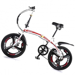 Agoinz Folding Bike Agoinz Bikes Mountain Cycling Thickened High Carbon Steel Material, Six Level Shifting, For 20 Inch, Fast Folding Ergonomic For Adults Men Women Red
