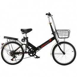 Agoinz Folding Bike Agoinz Mountain Bike Black Folding Bike, ​Shock ​Absorbing Lightweight And Stylish Bicycle, Variable Speed Running On The Highway, With Back Seat And Basket