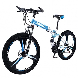 Agoinz Folding Bike Agoinz Mountain Bike Blue Bike Fast Folding Ergonomic Lightweight Sport With Anti Slip Wear Resistant, For Men Or Women Dual Wheel Bikes