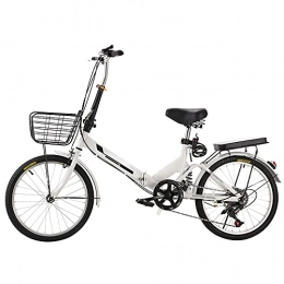 Agoinz Bike Agoinz Mountain Bike Folding Bike Shock Absorbing, Variable Speed White Bicycle, Running On The Highway, Lightweight And Stylish, With Back Seat And Basket