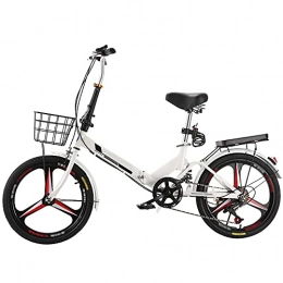 Agoinz Bike Agoinz Mountain Bike Folding Bike Shock Absorbing, With Back Seat And Basket, Lightweight And Stylish Bicycle White, Variable Speed Running On The Highway
