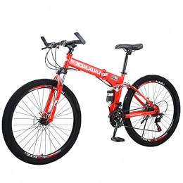 Agoinz Folding Bike Agoinz Mountain Bike Red Bicycle Folding ​easy To Fold, Ergonomic Comfortable And Beautifu, Small Space Occupation, Anti-skid Tires, Suitable For Mountains And Streets