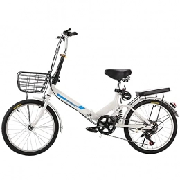Agoinz Bike Agoinz Mountain Bike White Folding Bike Lightweight And Stylish, Variable Speed Bicycle, Shock Absorbing, Running On The Highway, With Back Seat And Basket